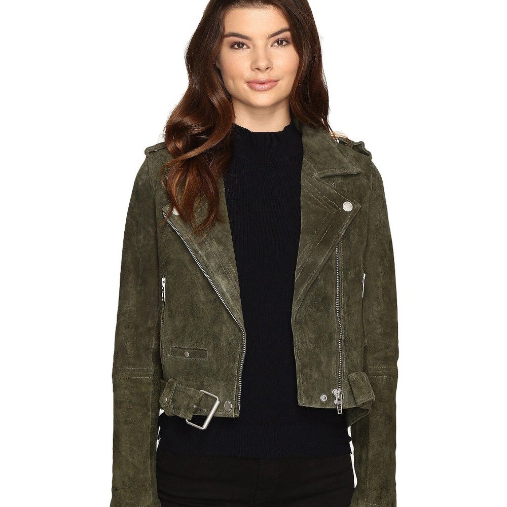 Blank NYC - Suede Moto Jacket - Olive Juice - Size L